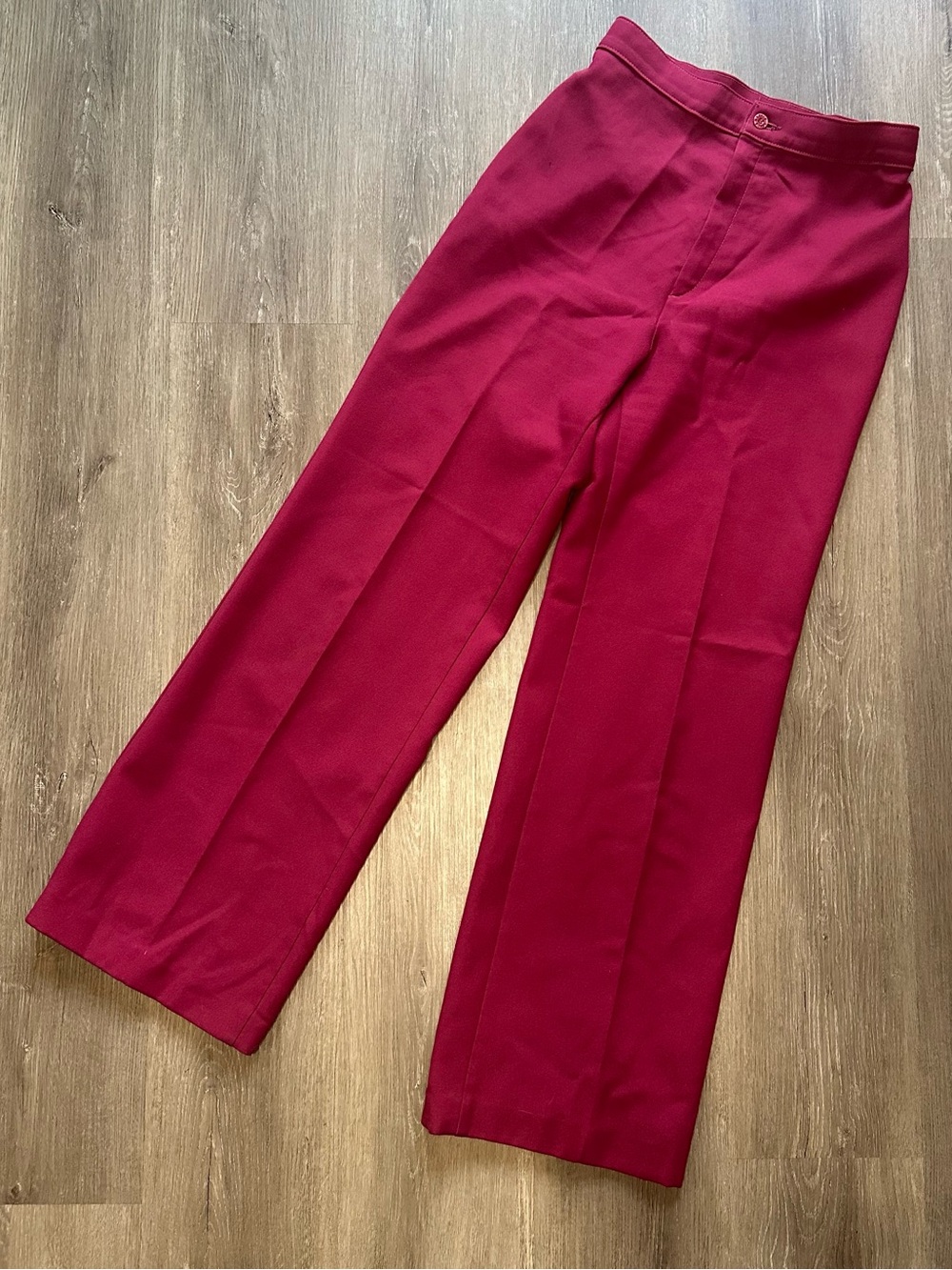 Vintage 1970s Levi Strauss Magenta High Waisted Wide Leg Trousers
